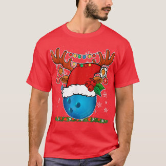 Camiseta Divertido deporte navidad Bowling Santa Hat Reinde
