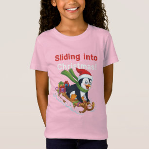 Camiseta Divertido deslizándose hacia la Navidad Lindo ping