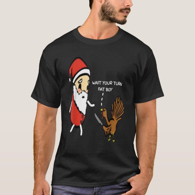 Camiseta Divertido Día de Acción de Gracias espera tu turno (Anverso)