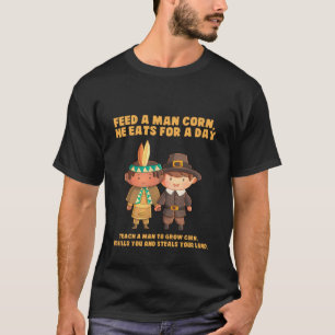 Camiseta Divertido Día de Acción de Gracias nativo american