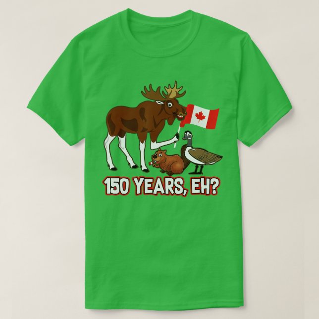 Camiseta Divertido Día de Canadá 150 años con Moose Beaver  (Diseño del anverso)