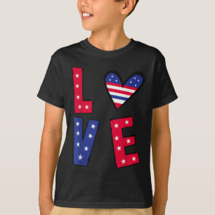 Camiseta Divertido Día De La Bandera Estadounidense De Amor