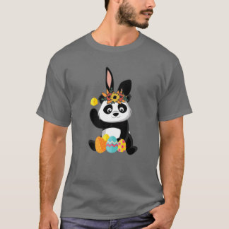 Camiseta Divertido Día de Pascua Cute Panda Bunny Ears East