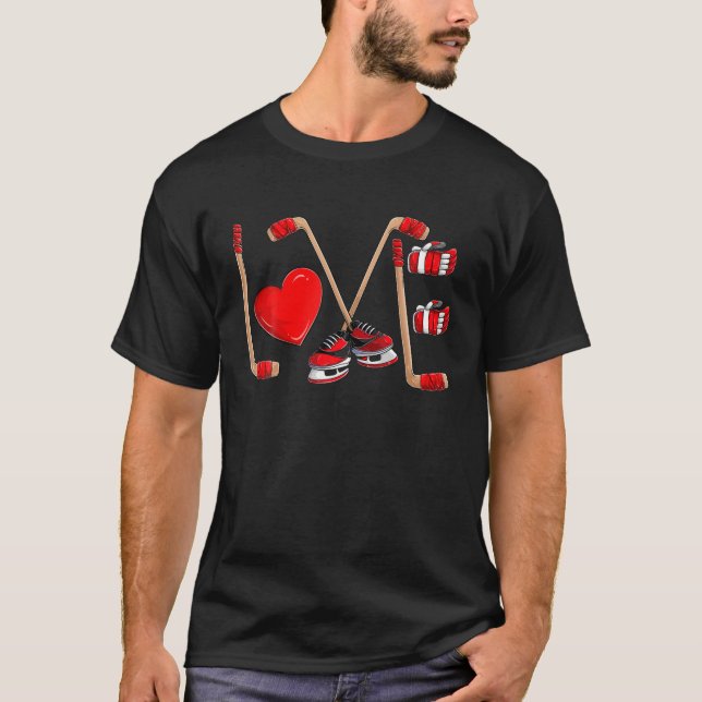 Camiseta Divertido Día de San Valentín de Hockey sobre Amor (Anverso)