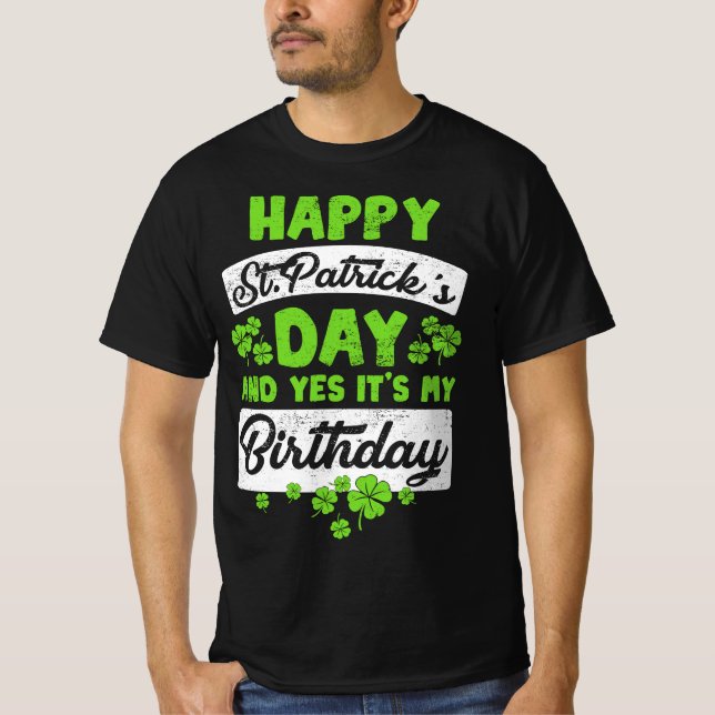 Camiseta Divertido Día De St Patricks Y Mi Cumpleaños Shamr (Anverso)