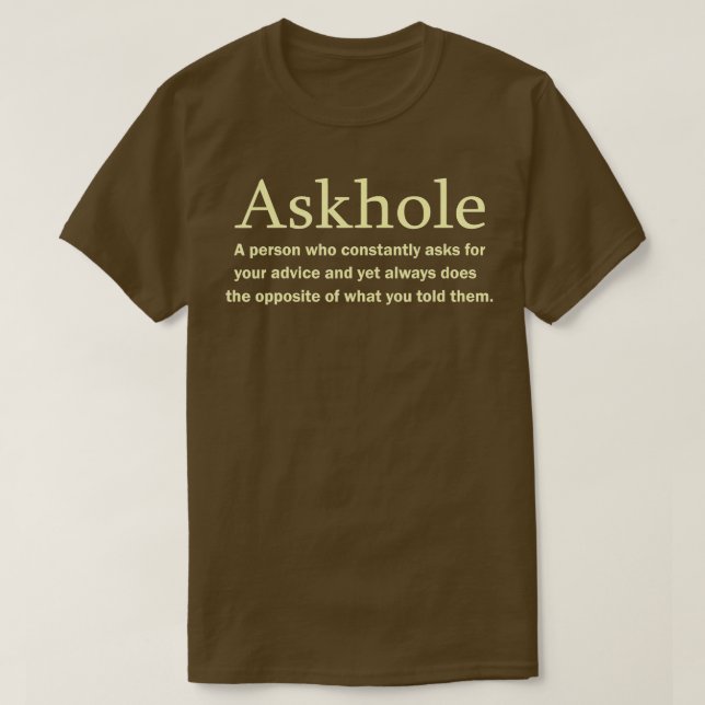 Camiseta Divertido diccionario palabra askhole definición s (Diseño del anverso)