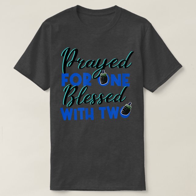 Camiseta Divertido Dice Bendecido Con Gemelos De Embarazo C (Diseño del anverso)
