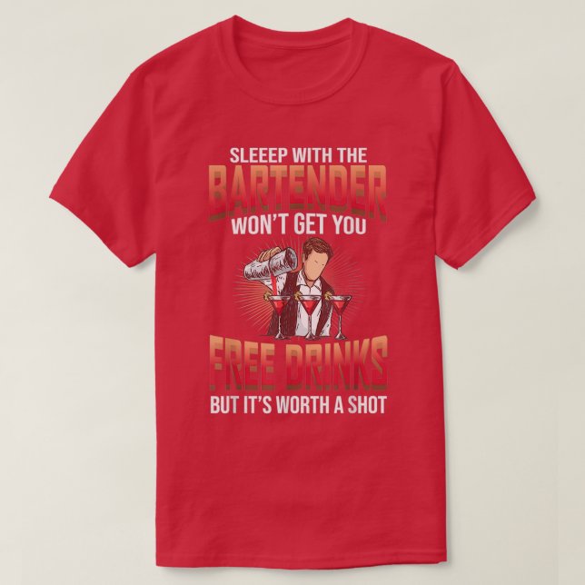 Camiseta Divertido dicho Dormido con un Barman 1 (Diseño del anverso)