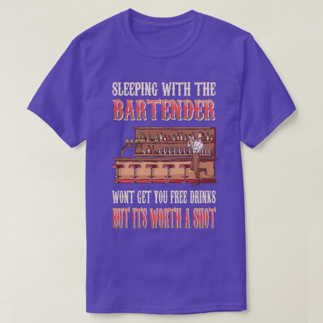 Camiseta Divertido dicho Dormido con un Barman 4 (Diseño del anverso)