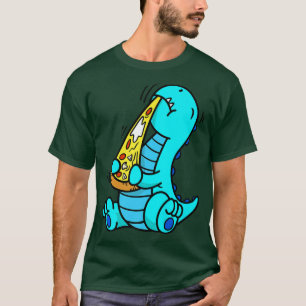 Camiseta Divertido Dinosaurio comiendo pizza comida rápida