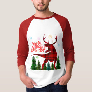 Camiseta divertido dinosaurio de navidad alegre ciervo cuad