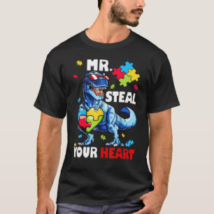 Camiseta Divertido Dinosaurio T Rex adopta el autismo