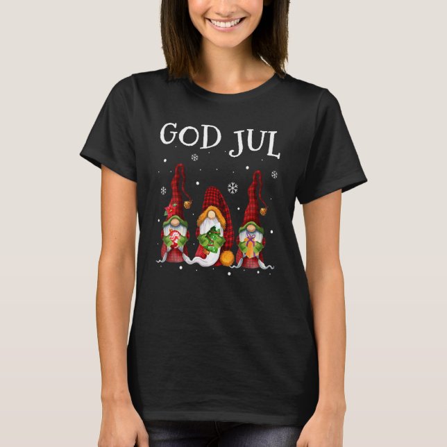 Camiseta Divertido Dios Jul Tres Gnomes Feliz Navidad Niños (Anverso)