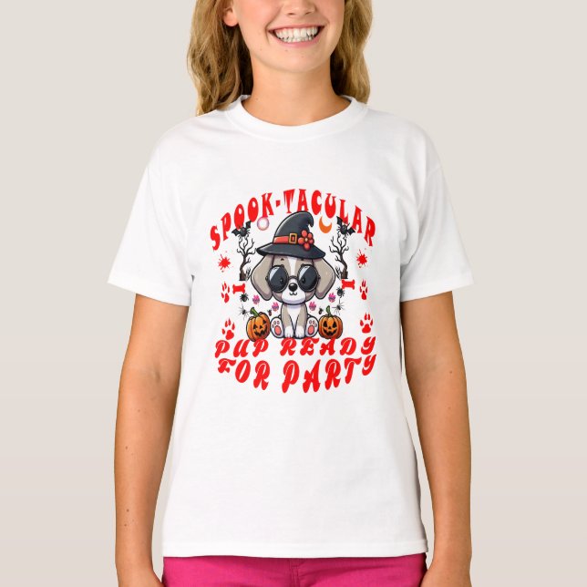 Camiseta ¡Divertido diseño de calabaza de perro en Hallowee (Anverso)
