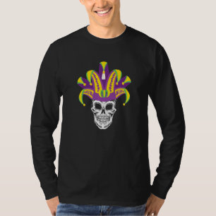 Camiseta Divertido disfraz Mardi Gras Skull Jester Mask