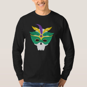 Camiseta Divertido disfraz Mardi Gras Skull Jester Mask