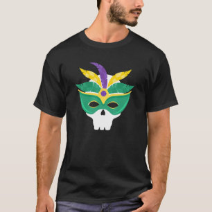Camiseta Divertido disfraz Mardi Gras Skull Jester Mask