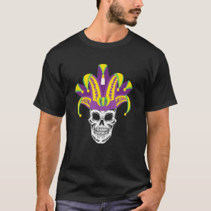 Camiseta Divertido disfraz Mardi Gras Skull Jester Mask