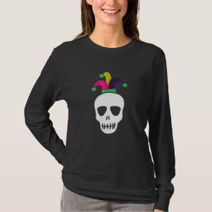 Camiseta Divertido disfraz Mardi Gras Skull Jester Mask