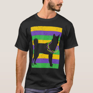 Camiseta Divertido Divertido Mardi Gras Husky Perro Cuentas