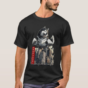 Camiseta Divertido Divertido Perro Husky Siberiano Kaiju Mo
