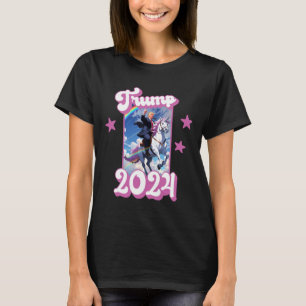 Camiseta Divertido Donald Trump montando un unicornio. Trum