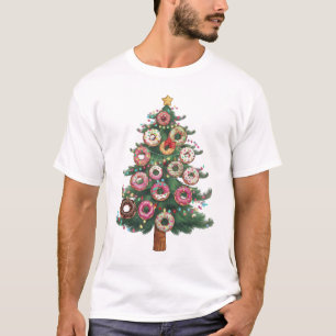 Camiseta Divertido Donuts Christmas Tree Lights Xmas PJS