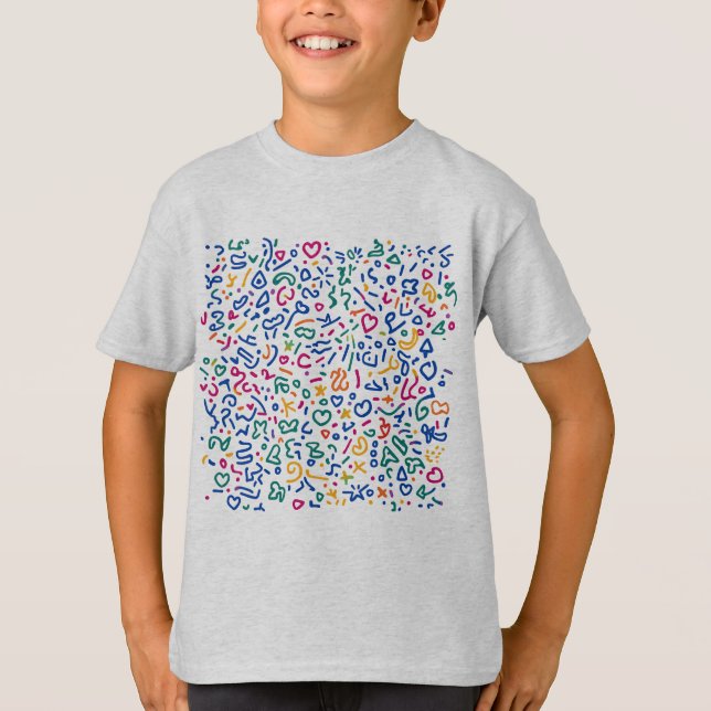 Camiseta Divertido doodle de formas vibratorias coloridas (Anverso)