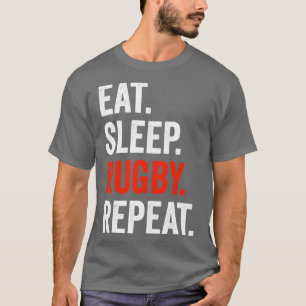 Camiseta Divertido dormido Rugby Repetir el deporte del rug
