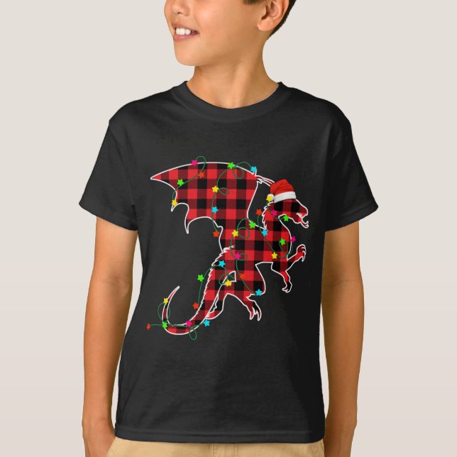 Camiseta Divertido Dragón Árbol de Navidad Rojo Vocabulario (Anverso)