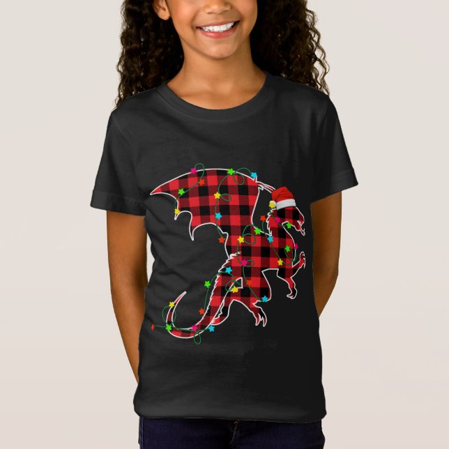 Camiseta Divertido Dragón Árbol de Navidad Rojo Vocabulario (Anverso)