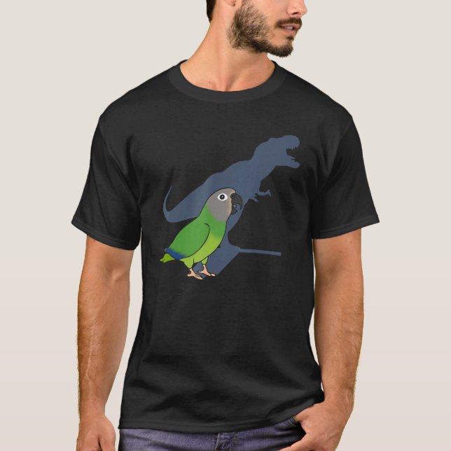 Camiseta Divertido Dusky encabezado Conure T-rex, Dinosaur  (Anverso)
