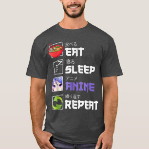 Camiseta Divertido Eat Sleep Anime Repetir Anime Japan Mang