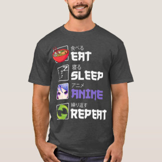Camiseta Divertido Eat Sleep Anime Repetir Anime Japan Mang