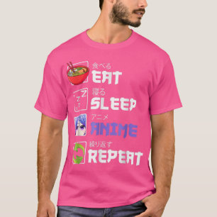 Camiseta Divertido Eat Sleep Anime Repetir Anime Japan Mang