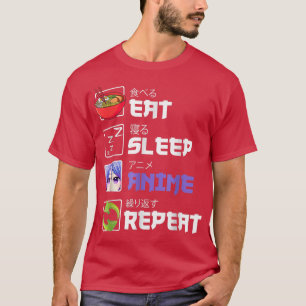 Camiseta Divertido Eat Sleep Anime Repetir Anime Japan Mang