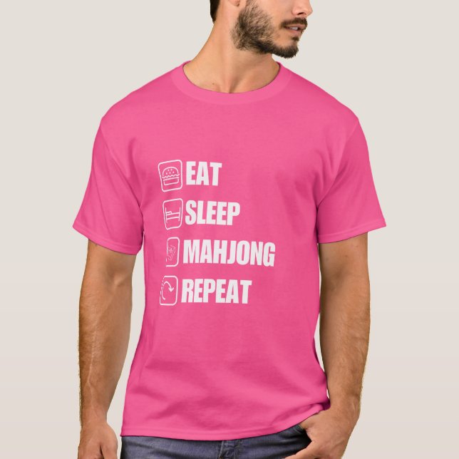 Camiseta Divertido Eat Sleep Mahjong Repeat (Anverso)