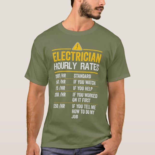 Camiseta Divertido electricista por hora regalo de Lineman  (Anverso)
