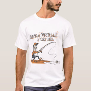 Camiseta Divertido Ella Es Una Luchadora Pequeño Pez Pesca 