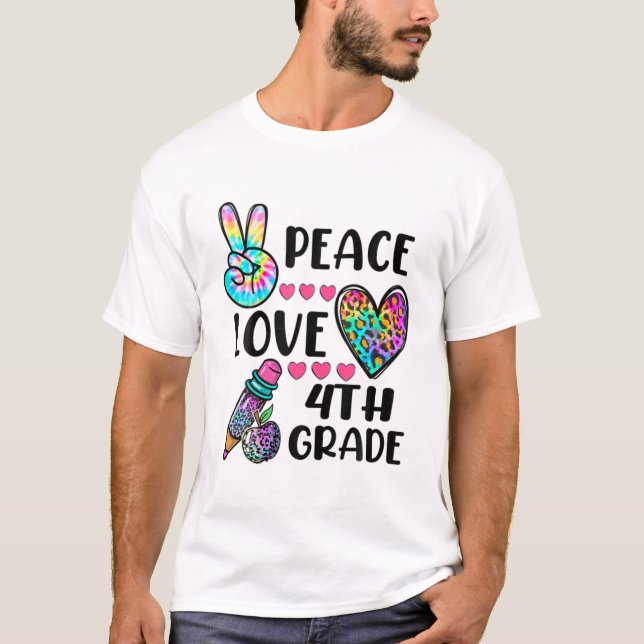 Camiseta Divertido empate De Paz Amor 4º Grado De Vuelta A  (Anverso)
