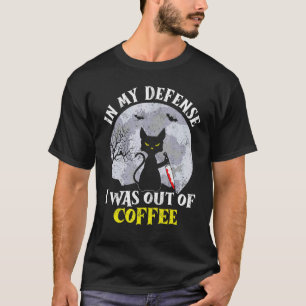 Camiseta Divertido En Mi Defensa Gato Cuchillo Halloween Lu