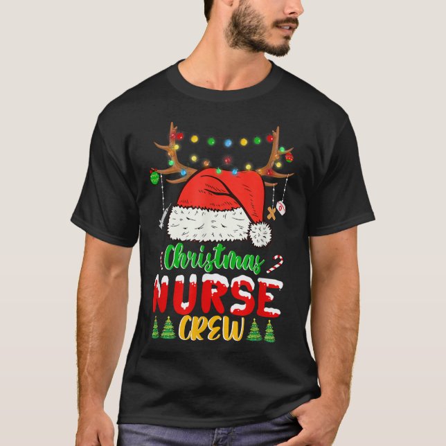 Camiseta Divertido Equipo de Enfermeras Luces de Navidad Re (Anverso)