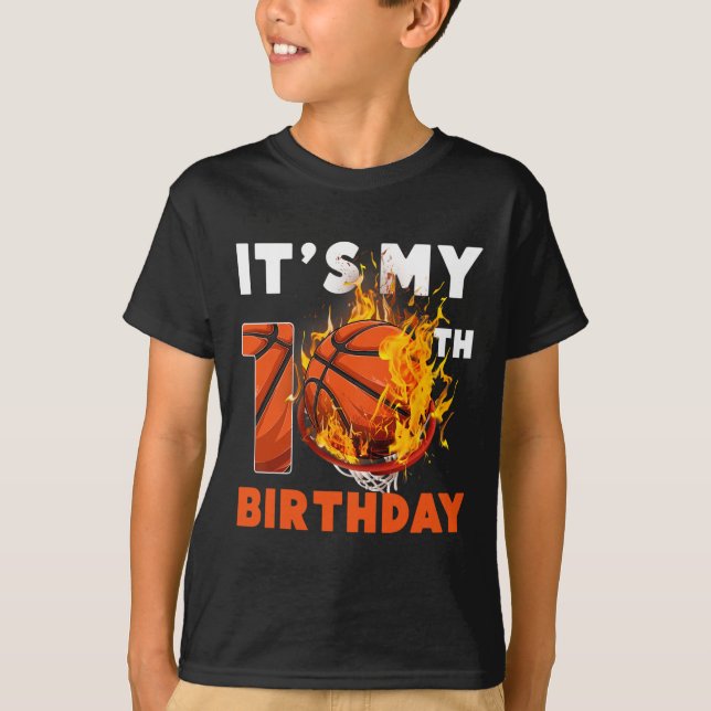 Camiseta Divertido es mi décimo cumpleaños, básquetbol de 1 (Anverso)
