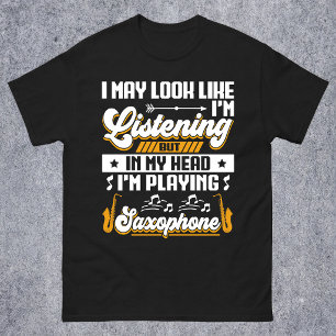 Camiseta Divertido Escuchando En Mi Cabeza Estoy Tocando Sa