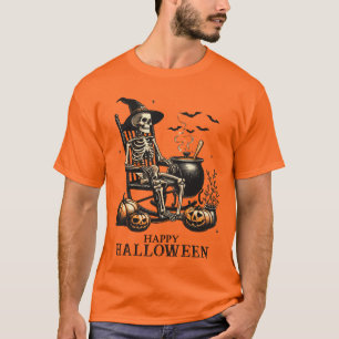 Camiseta Divertido esqueleto vintage esperando Halloween