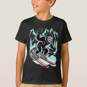 Camiseta Divertido esquí bigfoot esquí deporte de invierno