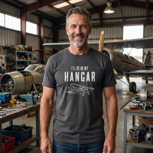 Camiseta Divertido 'Estaré en mi hangar' Piloto de Avión Pe
