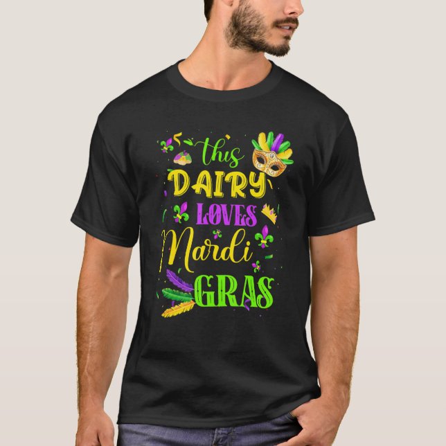 Camiseta Divertido este lechero ama el festival Mardi Gras  (Anverso)