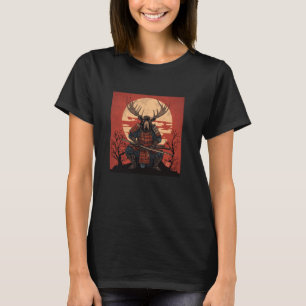Camiseta Divertido estilo de arte japonés de alce samurái