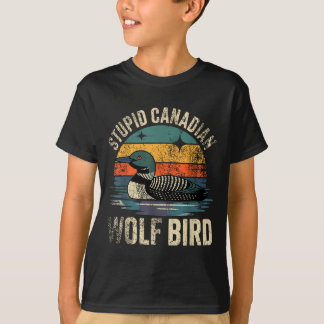 Camiseta Divertido estúpido lobo canadiense ave loon hockey